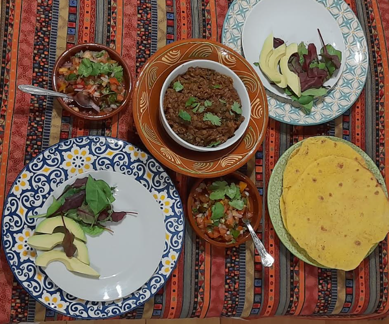 taco meal with tortillas and pico de gallo